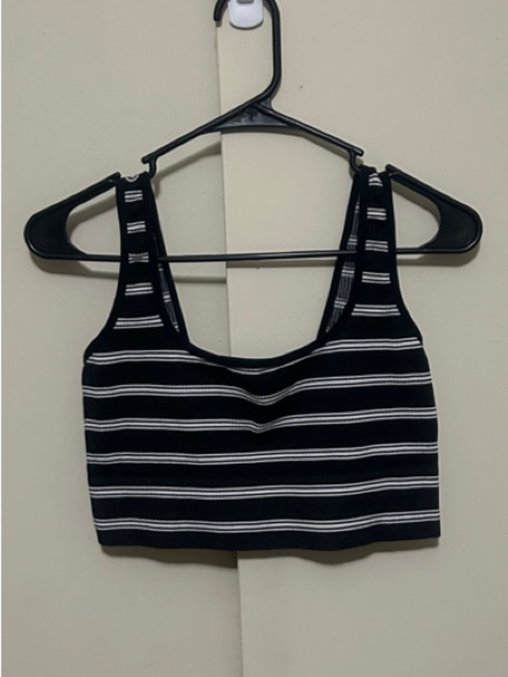 LG No Boundaries Black and White Striped Crop Tank